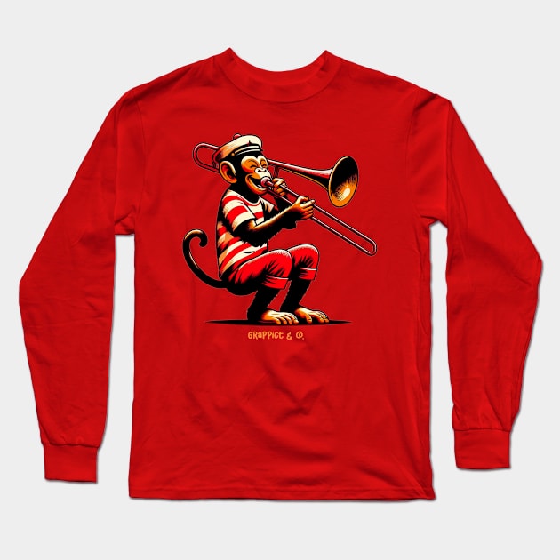 Monkey Trombone Long Sleeve T-Shirt by grappict